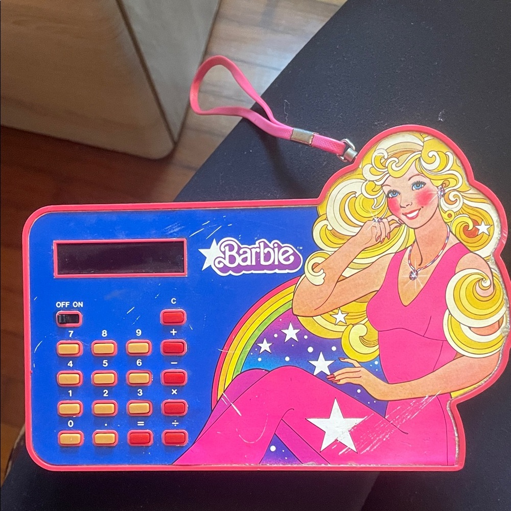 Barbie Vintage 1980 Pink and Blue Starry Calculator